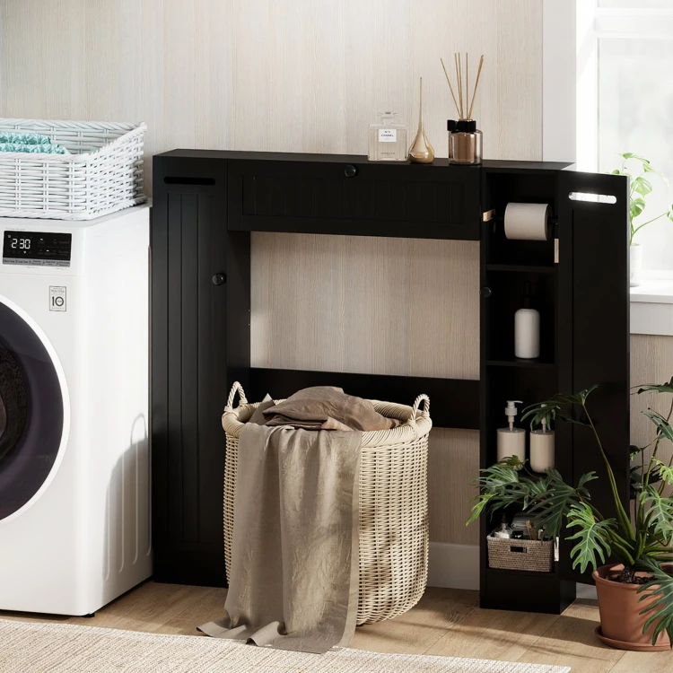 regalberdertoilettefreistehenderbadezimmerschrankmitverstellbarenregalentoilettenpapierhalterschwarz_1765158763639_image_3.jpg