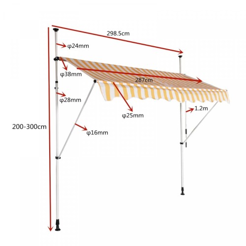 Markiza balkonowa rozporowa 300x120cm