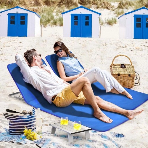 Zestaw leżak plażowy 2 szt ze stołem