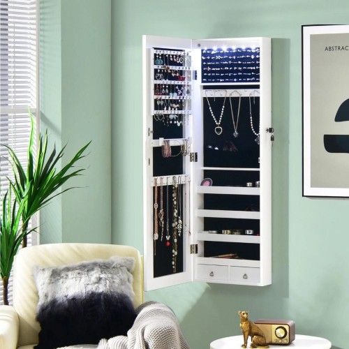 Organizer na biżuterię z 6 lampkami LED i 2 szufladami 36 x 10 x 108 cm