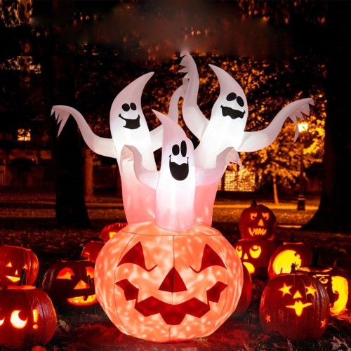 Dekoracja Halloween duchy z dynią 140 x 90 x 182 cm