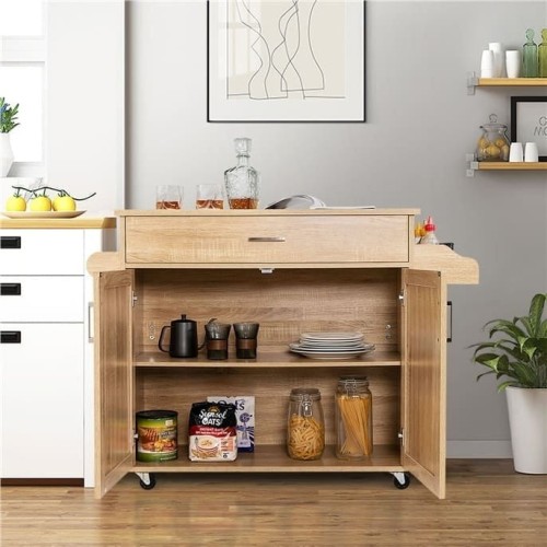 Wyspa kuchenna na kółkach z szufladą i drzwiczkami 116 x 40 x 85 cm