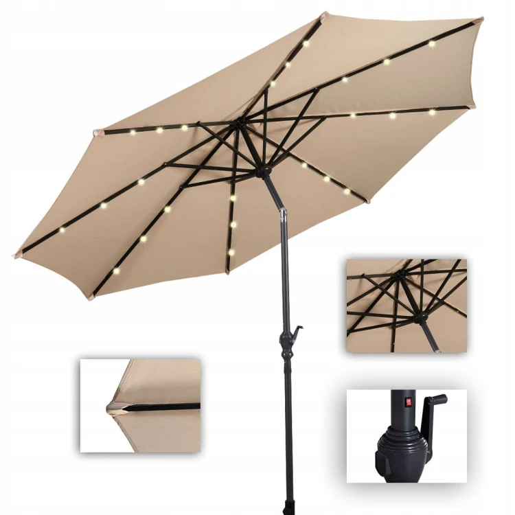 Parasol ogrodowy z solarnymi diodami led 300 cm