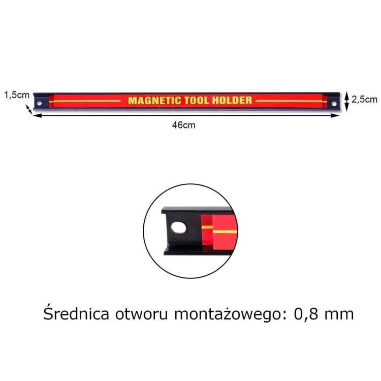 Zestaw listw magnetycznych na narzędzia 46cm (6 sztuk)