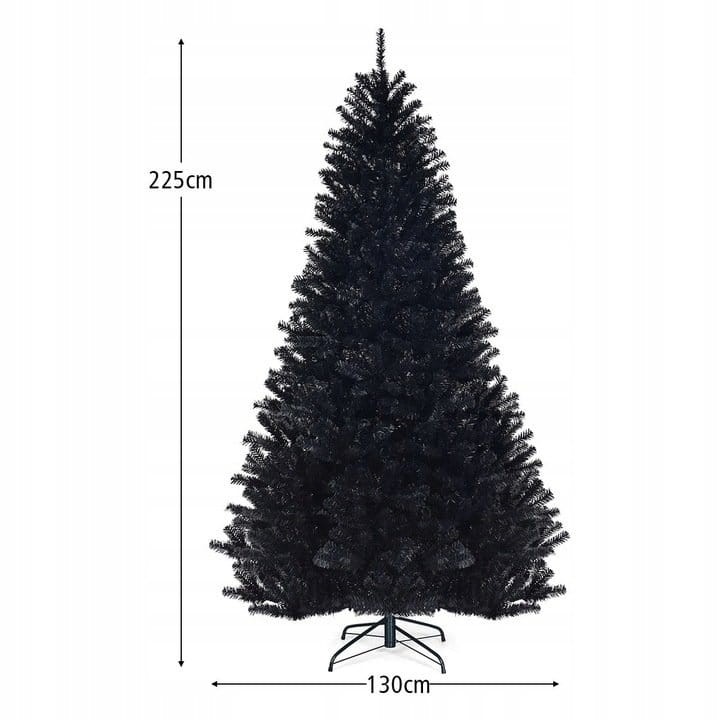 Sztuczna czarna choinka ze stojakiem 225cm